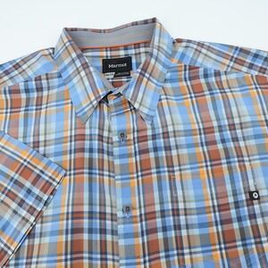 Marmot For Life XXL Plaid Short Sleeve Button Down Shirt -‎ Flaw